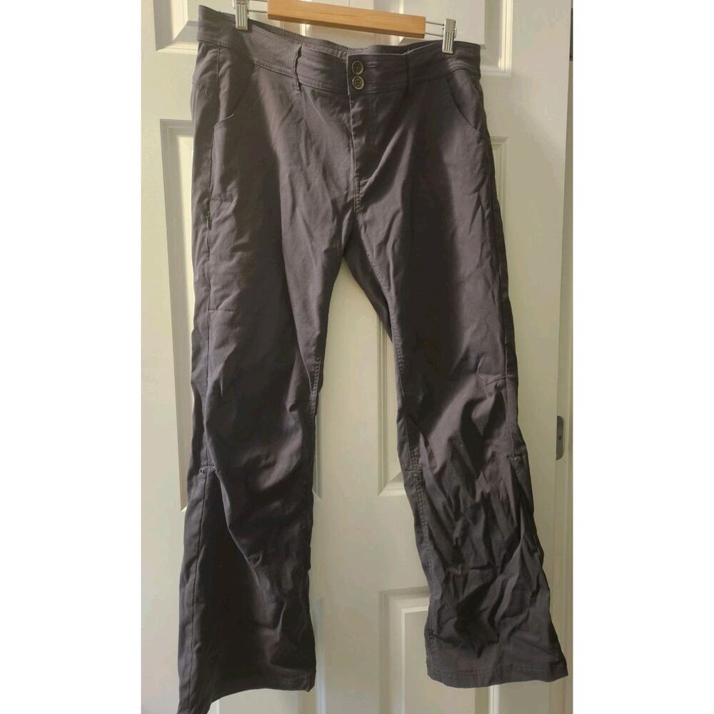 prAna Halle Pants Women’s 16 Charcoal Gray Hiking Rollup Legacy Fabric